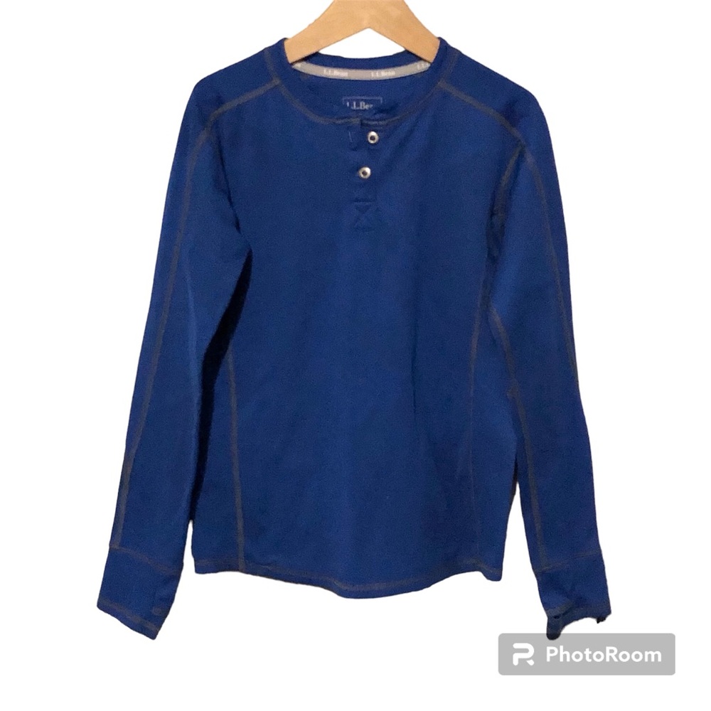 LL Bean Athletic 1/4-Button Boys Pullover in Blue Size M 10/12